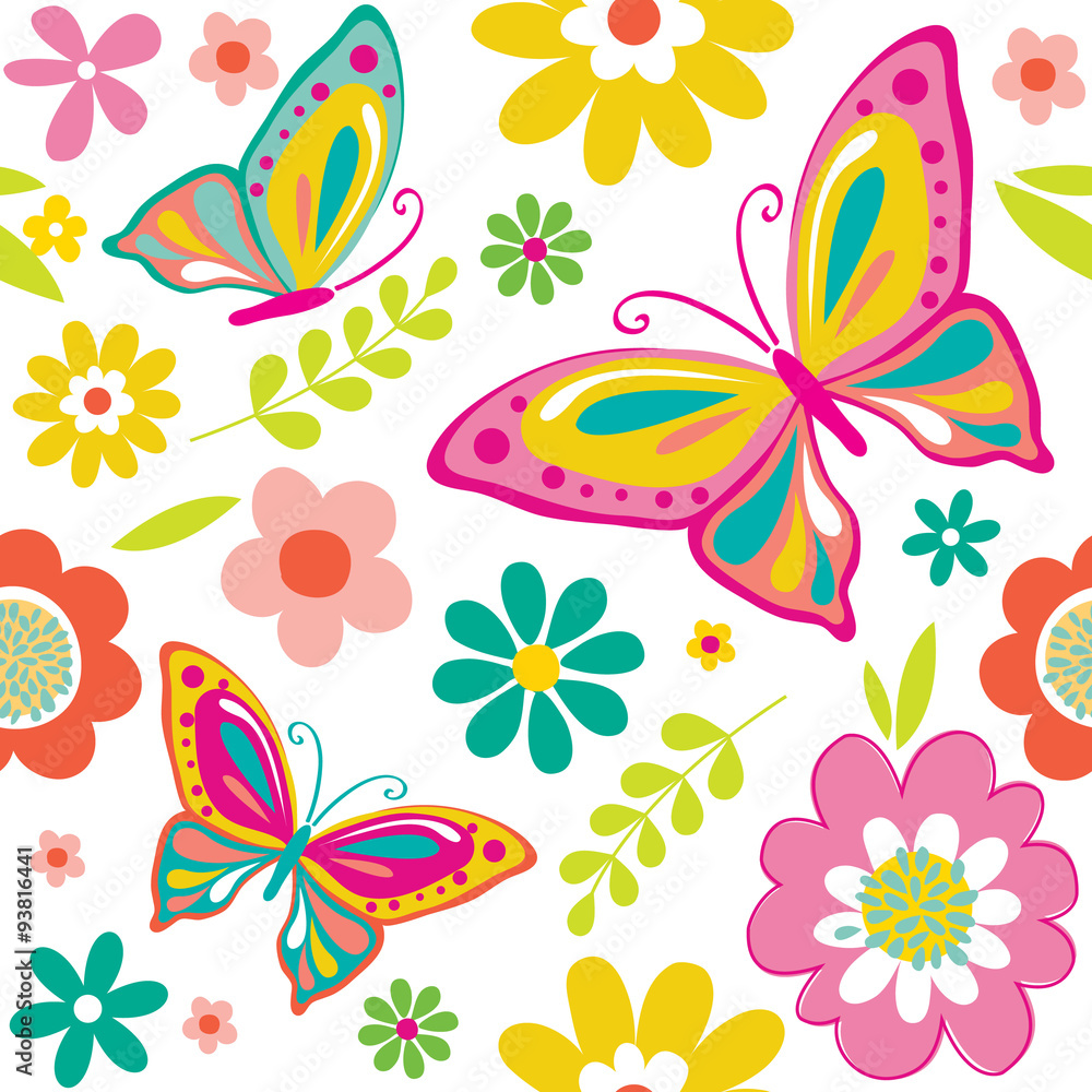 Tapeta spring pattern with cute