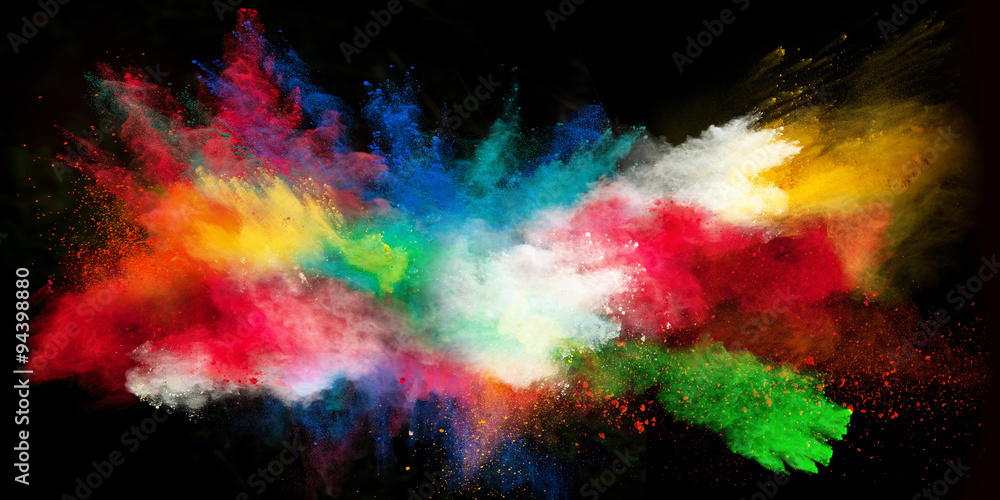 Obraz na płótnie Launched colorful powder on