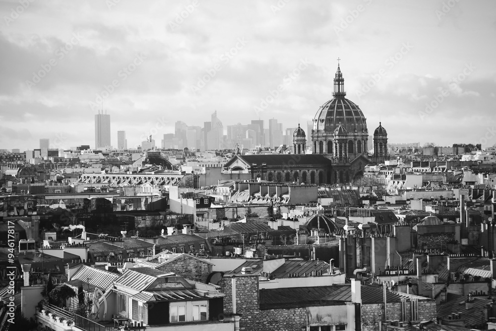 Obraz Tryptyk beautiful retro view of  Paris