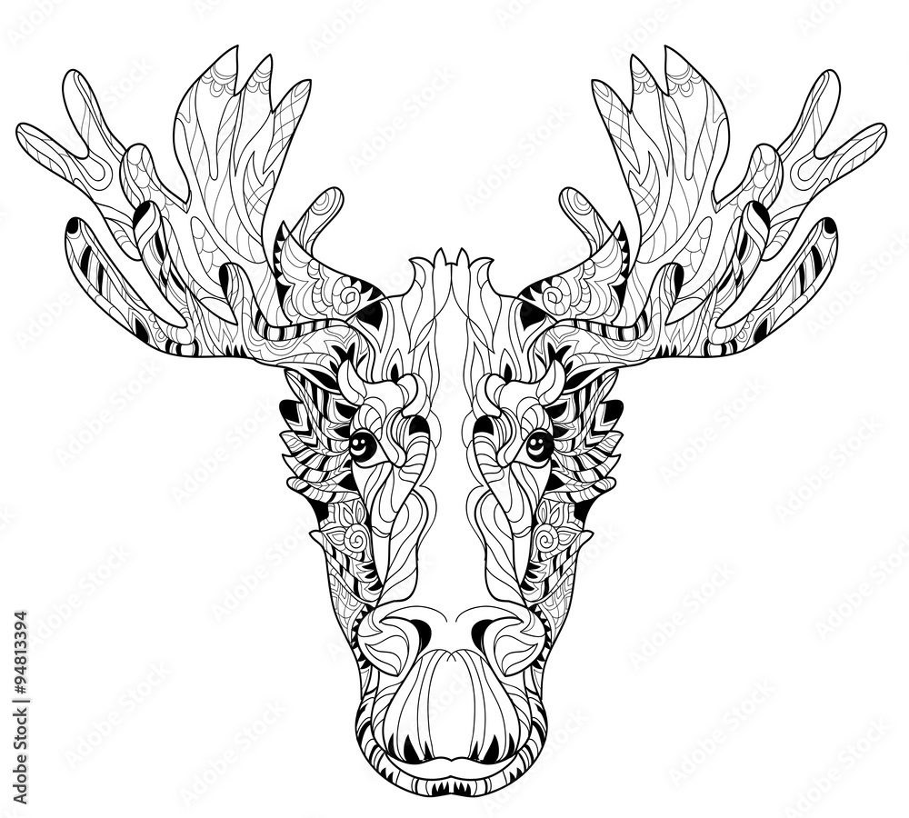 Obraz Kwadryptyk Ornamental head of elk layered