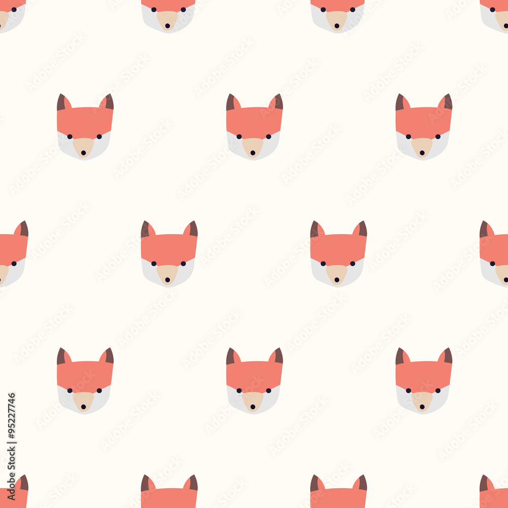 Fototapeta seamless cute fox pattern