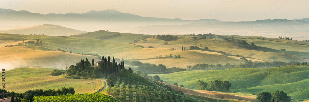 Obraz Pentaptyk summer landscape of Tuscany,