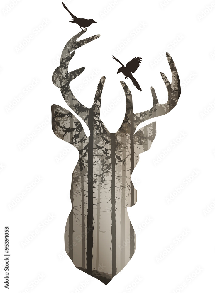 Obraz Pentaptyk deer head