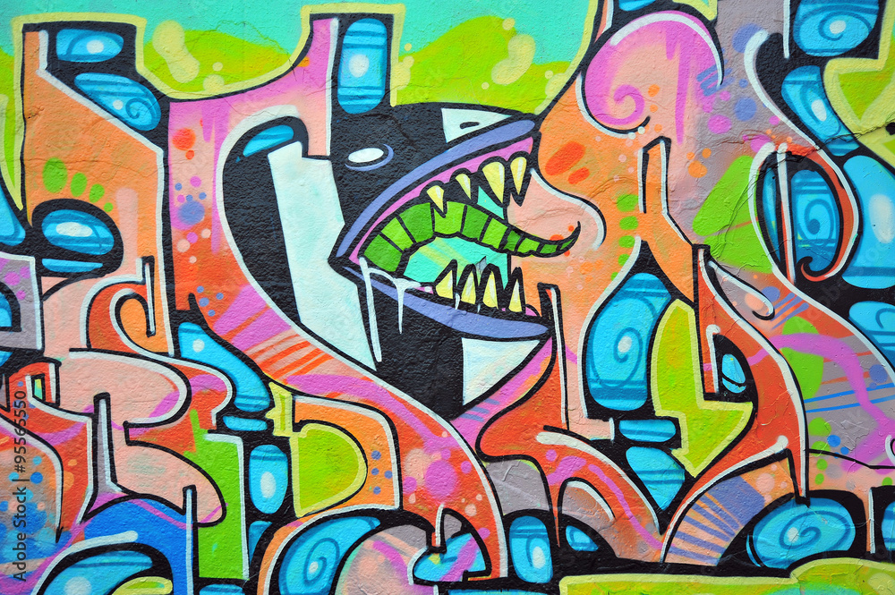 Obraz Pentaptyk Colorful graffiti painted on a