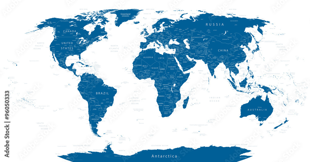 Fototapeta Highly Detailed World Map