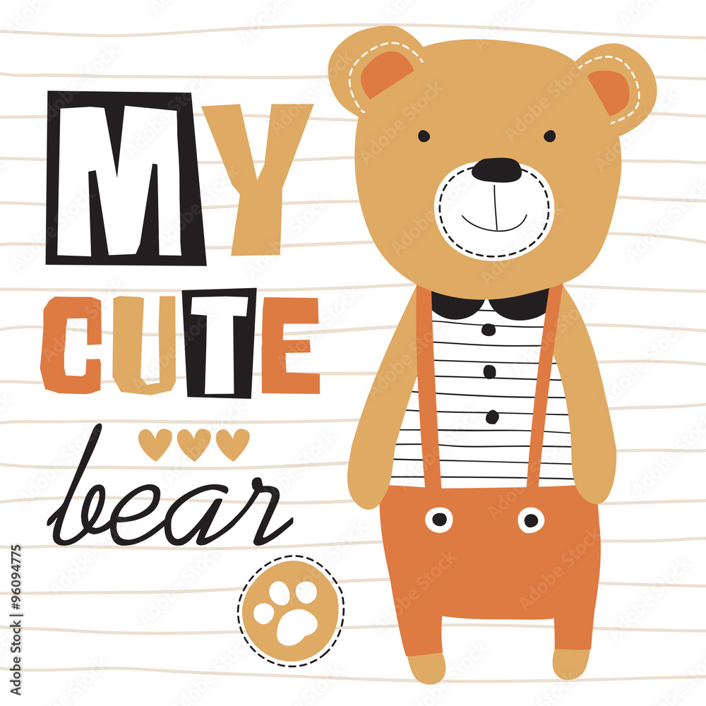 Obraz Pentaptyk my cute teddy bear vector