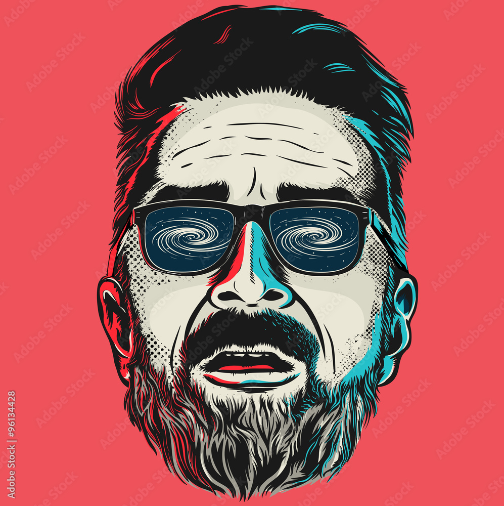 Obraz Kwadryptyk Hand drawn vector face of a