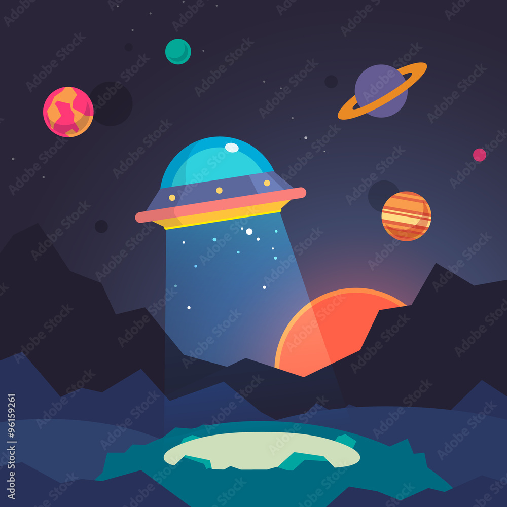 Obraz Pentaptyk Night alien world landscape