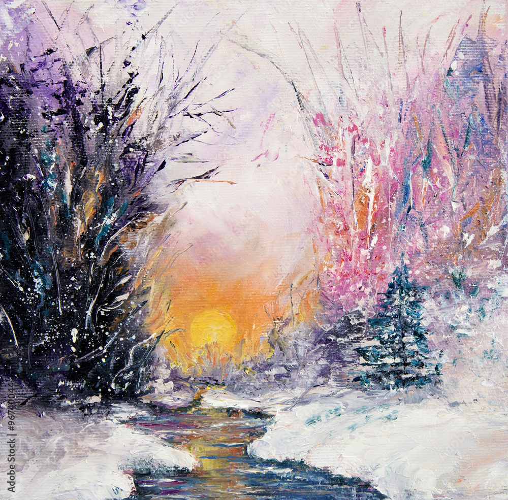 Obraz Kwadryptyk Winter landscape