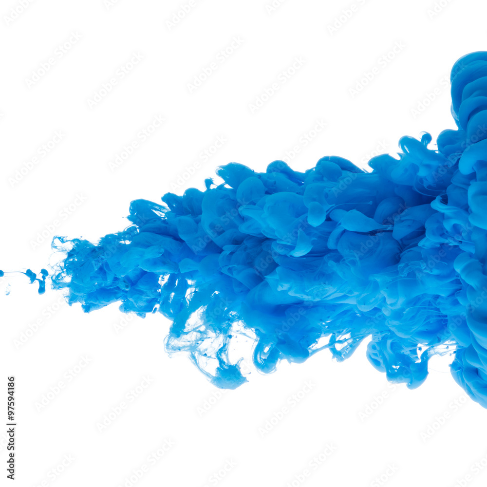 Obraz Tryptyk Blue paint cloud in water