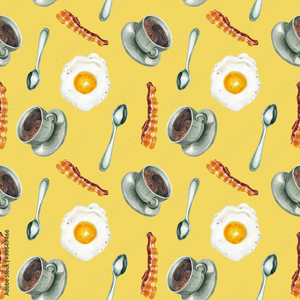 Tapeta  Watercolor breakfast pattern