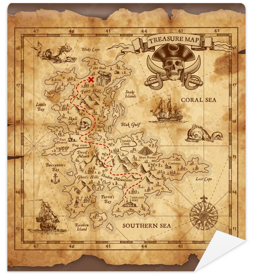 Fototapeta Vector Pirate Treasure Map