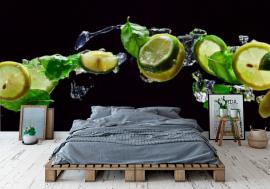 Fototapeta lime and lemon pieces with