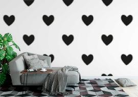 Fototapeta Black hearts sewamless pattern