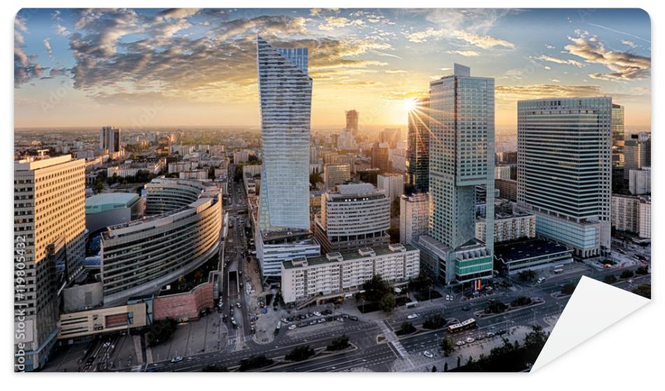 Fototapeta Warsaw city with modern