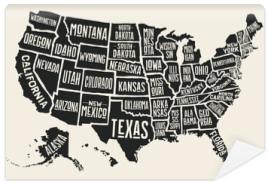 Fototapeta Poster map of United States of