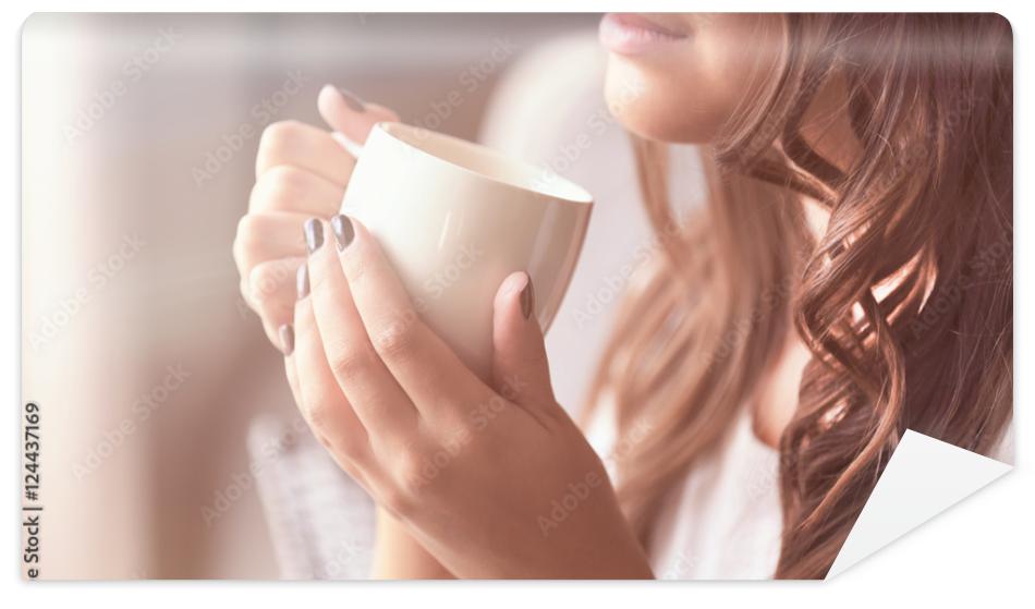 Fototapeta Beautiful young woman with cup