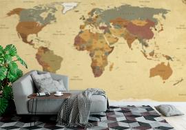 Fototapeta Textured vintage world map -