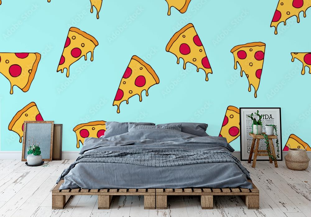 Fototapeta Pizza slice seamless pattern
