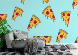 Fototapeta Pizza slice seamless pattern