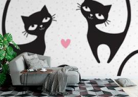 Fototapeta seamless black cat pattern