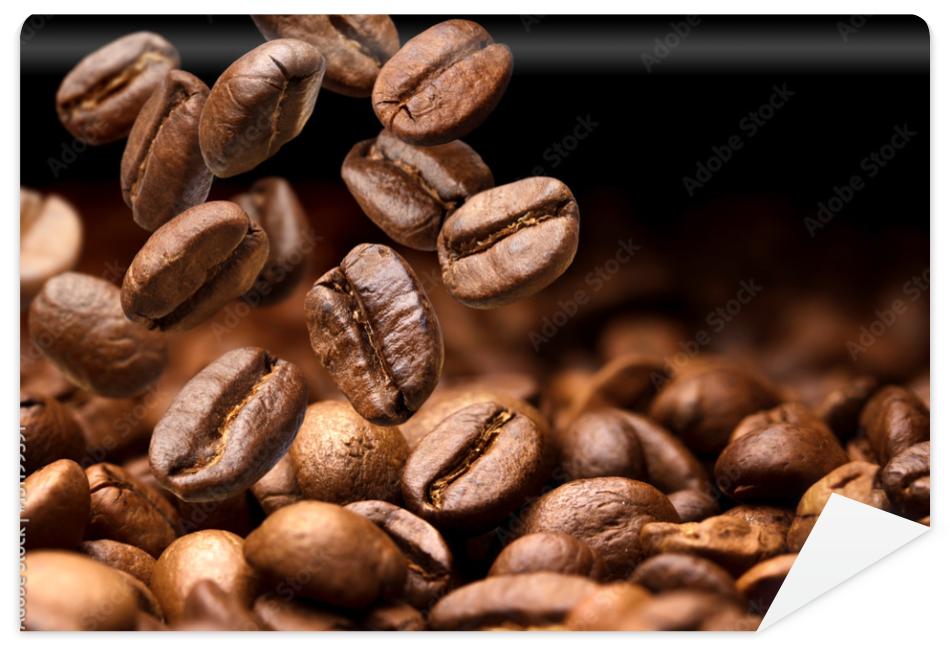 Fototapeta Falling coffee beans. Dark