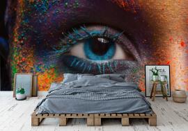 Fototapeta Eye of model with colorful art