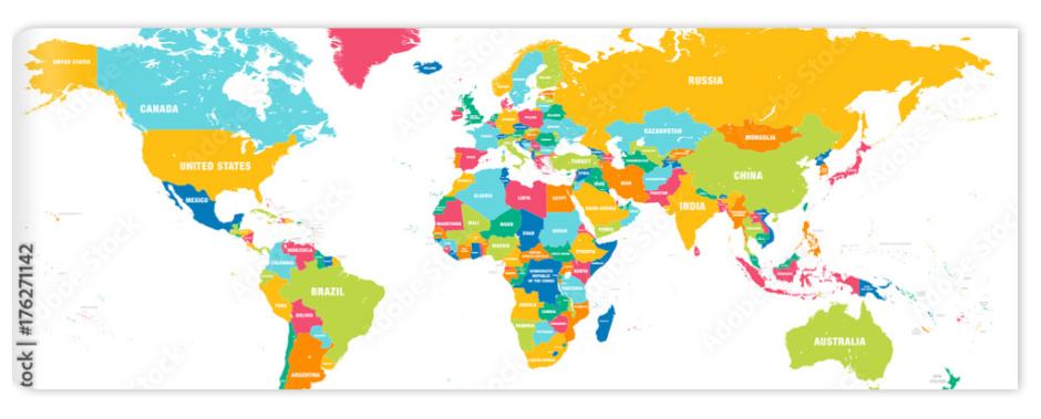 Fototapeta Colorful Vector world map