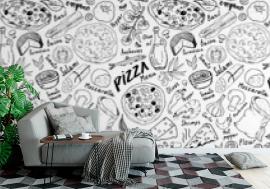 Fototapeta Pizza seamless pattern hand