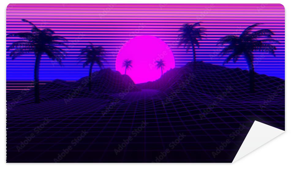 Fototapeta 80s Retro Synthwave Background