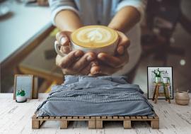 Fototapeta Woman hand holding coffe cup