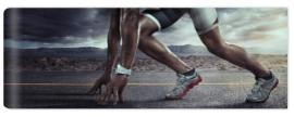 Fototapeta Sports background. Runner feet