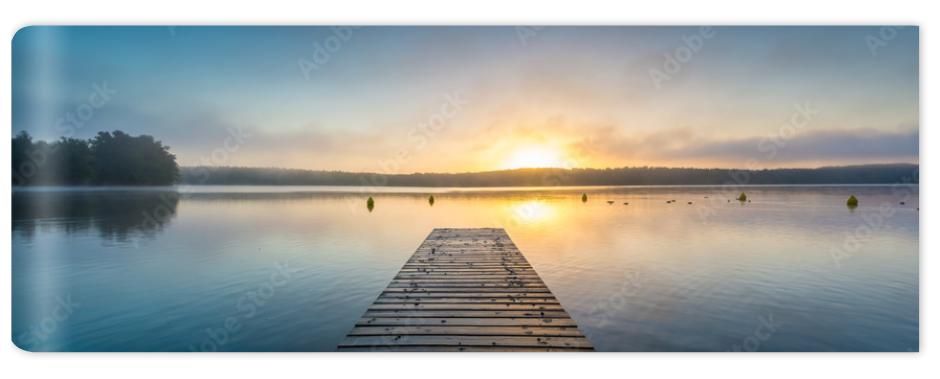 Fototapeta Sonnenaufgang am See mit Nebel