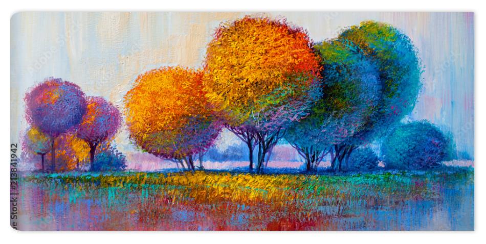 Fototapeta Trees, oil painting, artistic