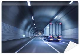 Fototapeta Truck passing through tunnels