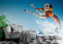 Fototapeta Skiing. Jumping skier. Extreme