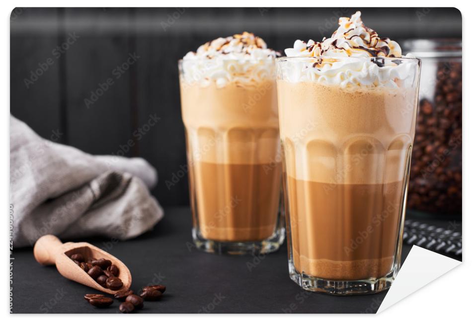 Fototapeta Iced caramel latte coffee in a
