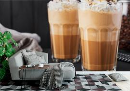 Fototapeta Iced caramel latte coffee in a