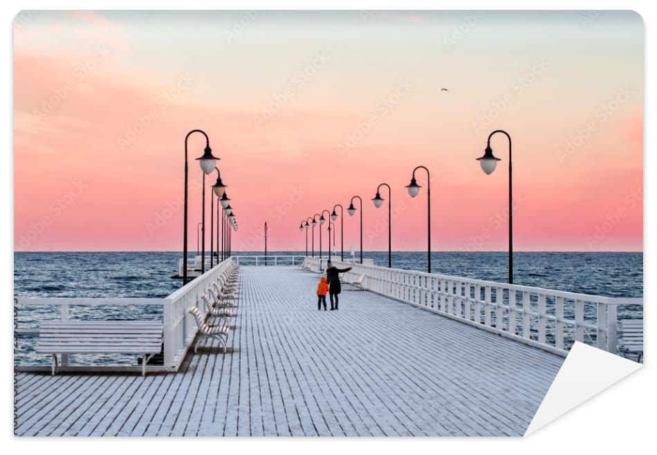 Fototapeta pier in baltic sea winter