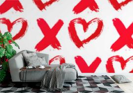 Fototapeta XO with heart drawn with red