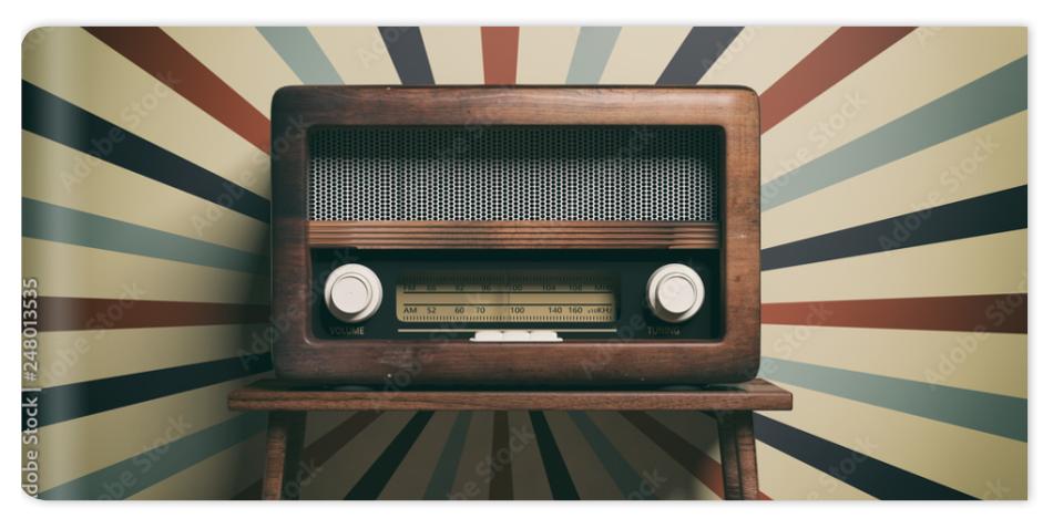 Fototapeta Radio old fashioned on wooden