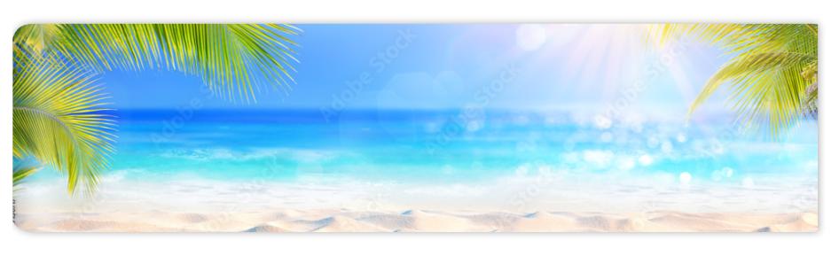 Fototapeta Sunny Tropical Beach With Palm