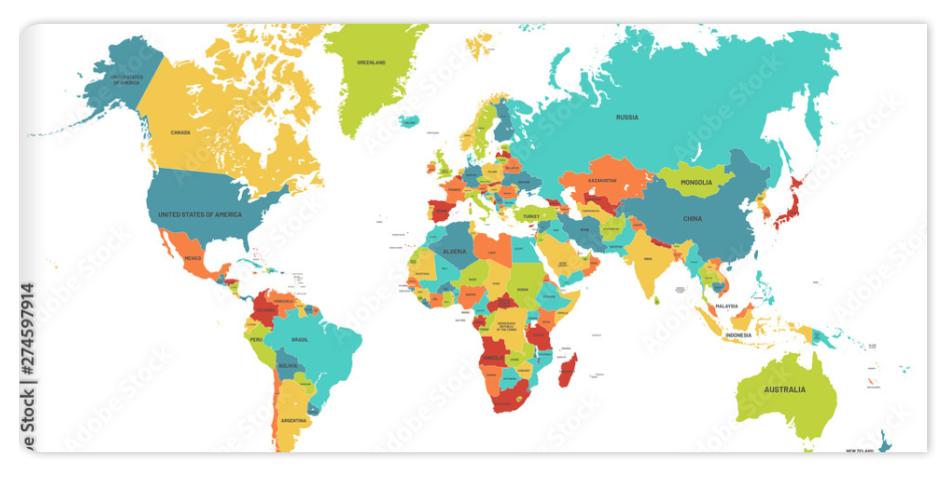 Fototapeta Colored world map. Political