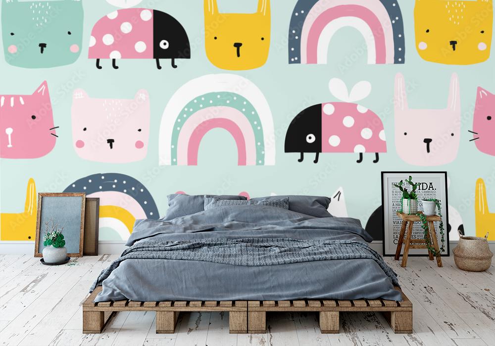 Fototapeta Childish seamless pattern with