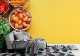 Fototapeta Tin cans with different food