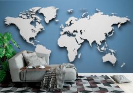 Fototapeta World map on blue background 