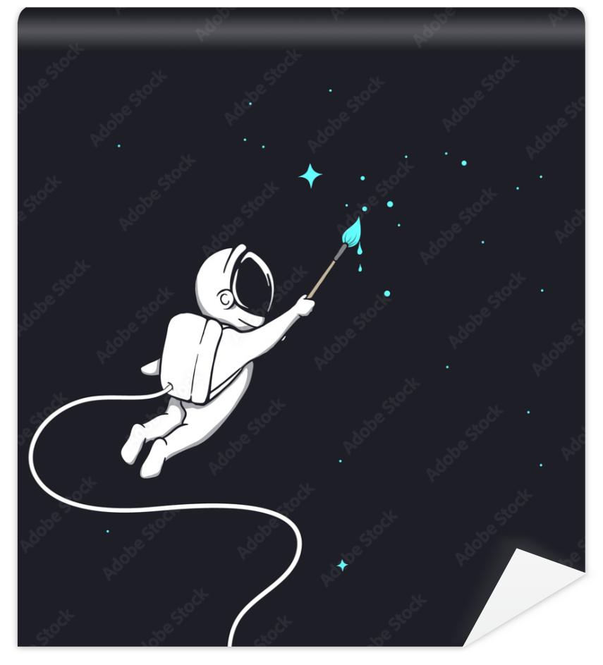Fototapeta Cute astronaut drawing a stars