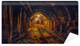 Fototapeta Underground mining tunnel with