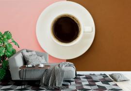 Fototapeta Coffee cup isolated on brown