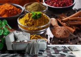Fototapeta Variety of spices on kitchen